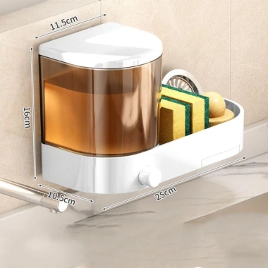 Hộp đựng nước rửa chén ALARION treo tường, giá đỡ bọt biển, dung tích lớn, máy ép tay tiết kiệm, khay thoát nước - 173.580₫