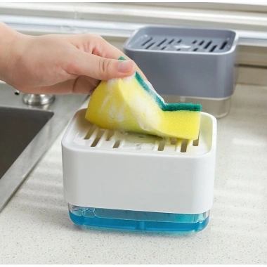 Hộp Đựng Nước Rửa Chén + Miếng Mút Bọt Biển - Giá 60.000 Tiết Kiệm & Tiện Lợi