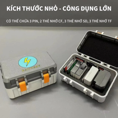 Hộp Đựng Pin Máy Ảnh Chống Ẩm, Ngăn Riêng Pin và Thẻ Nhớ, Bảo Vệ - Giá 21.000đ 7
