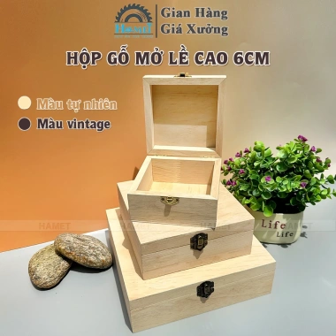 Hộp Đựng Quà Gỗ Cao Cấp 6cm Có Khóa và Bản Lề Chắc Chắn - Sang Trọng Đa Size