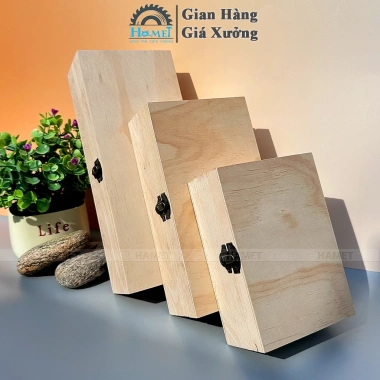 Hộp Đựng Quà Gỗ Cao Cấp 6cm Có Khóa và Bản Lề Chắc Chắn - Sang Trọng Đa Size