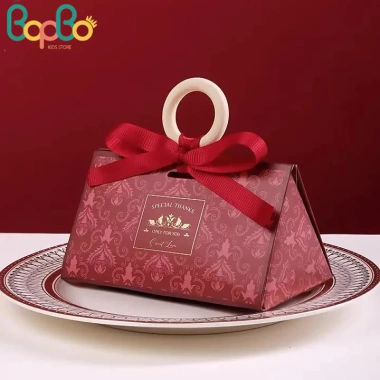 Hộp Đựng Quà Phối Nơ Ruy Băng, Tay Cầm Gỗ - Đựng Kẹo, Trang Sức, Mỹ Phẩm 4