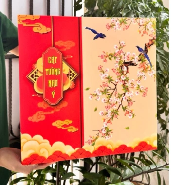 Hộp đựng quà tết Cát Tường Như Ý – kèm túi sang, in Song Phước, chỉ 99.900₫