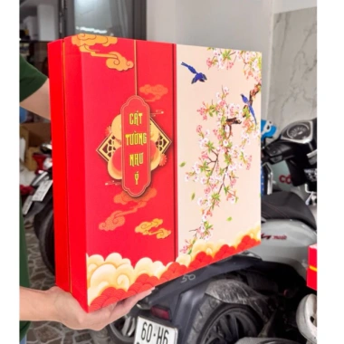 Hộp đựng quà tết Cát Tường Như Ý – kèm túi sang, in Song Phước, chỉ 99.900₫