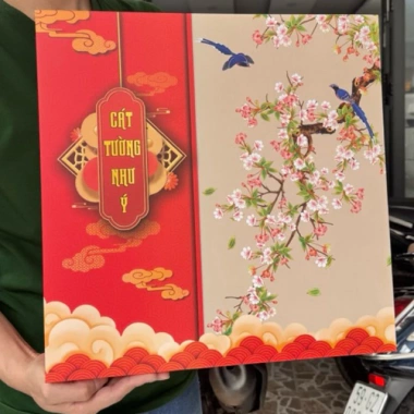 Hộp đựng quà tết Cát Tường Như Ý – kèm túi sang, in Song Phước, chỉ 99.900₫