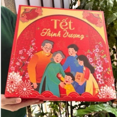 Hộp đựng quà tết Cát Tường Như Ý – kèm túi sang, in Song Phước, chỉ 99.900₫