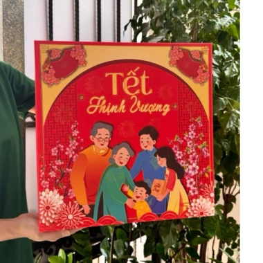 Hộp đựng quà tết Cát Tường Như Ý – kèm túi sang, in Song Phước, chỉ 99.900₫