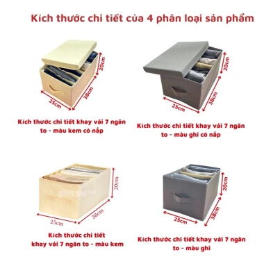 Hộp đựng quần áo 11‑12 ngăn có nắp, túi vải gấp gọn tiện lợi cho đồ lót, tất vớ – KOMOKI 17.000đ 4