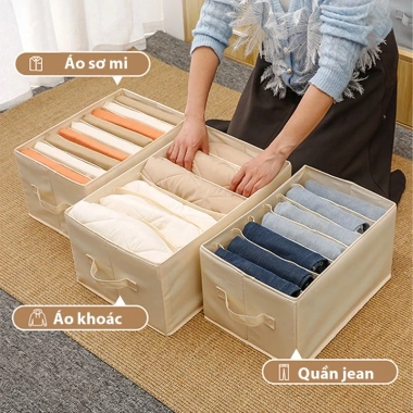 Hộp đựng quần áo 11‑12 ngăn có nắp, túi vải gấp gọn tiện lợi cho đồ lót, tất vớ – KOMOKI 17.000đ 5