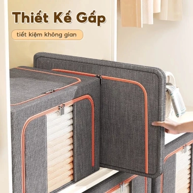 Hộp đựng quần áo 130L khung thép, Oxford chống thấm, đáy bền, gấp gọn tiện lợi 6