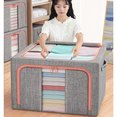 Hộp đựng quần áo 130L khung thép, Oxford chống thấm, đáy bền, gấp gọn tiện lợi 9