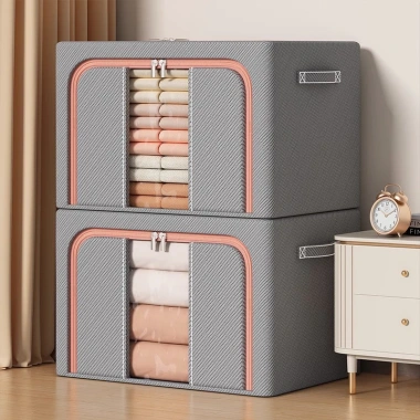 Hộp đựng quần áo 130L khung thép, Oxford chống thấm, đáy bền, gấp gọn tiện lợi 10