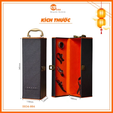 Hộp Đựng Rượu Vang Da Đơn Epvina Box Đen Viền Cam - 4 Phụ Kiện, Giá 149.000 VND 4