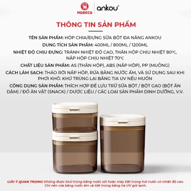 Hộp Đựng Sữa Bột ANKOU Chính Hãng - Hút Chân Không, Chống ẩm, Không BPA - Giá 200k (Giảm từ 240k) 9