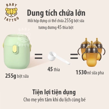 Hộp Đựng Sữa Bột Cao Cấp Baby Tattoo - Chống ẩm mốc, không mùi, an toàn cho bé, chỉ 160k 3