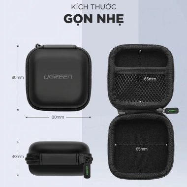 Hộp đựng tai nghe, USB UGREEN – Chống sốc, chống nước, Nhỏ gọn, Cứng cáp 60.000 VND