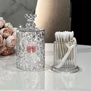Hộp Đựng Tăm Bông Cao Cấp Hoạ Tiết Gấu Thỏ Pha Lê Sang Trọng - Giá 48.010đ