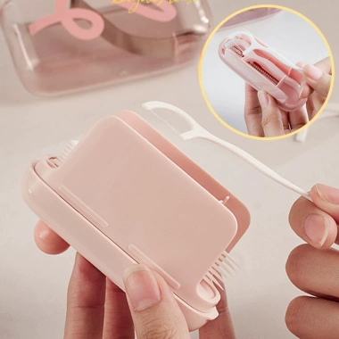 Hộp Đựng Tăm Chỉ Nha Khoa Mini Có Nút Nhấn, Bỏ Túi Nhỏ Gọn, Chống Nước Bụi, Giá 18.000 VND