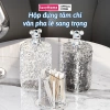 Hộp đựng tăm chì & tăm bông trong suốt vân pha lê, nắp đậy chống bụi, 58.000₫