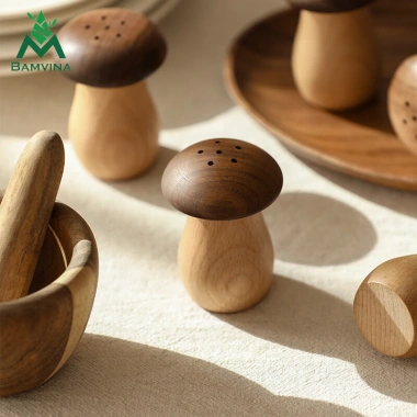 Hộp Đựng Tăm Gỗ Sồi BAMVINA Đầu Nấm Đáng Yêu Bền Bỉ Tiện Dụng Giá 55.000