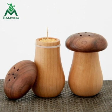 Hộp Đựng Tăm Gỗ Sồi BAMVINA Đầu Nấm Đáng Yêu Bền Bỉ Tiện Dụng Giá 55.000