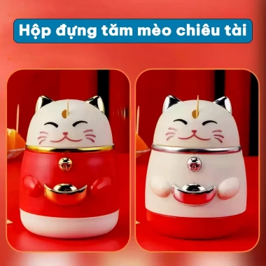 Hộp Đựng Tăm Tự Động Mèo Thần Tài May Mắn Cả Năm - Tiện Lợi, Giá Ưu Đãi 43.243₫