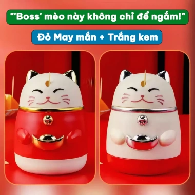 Hộp Đựng Tăm Tự Động Mèo Thần Tài May Mắn Cả Năm - Tiện Lợi, Giá Ưu Đãi 43.243₫