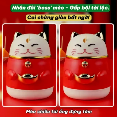 Hộp Đựng Tăm Tự Động Mèo Thần Tài May Mắn Cả Năm - Tiện Lợi, Giá Ưu Đãi 43.243₫