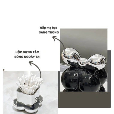 Hộp Đựng Tăm Xỉa Răng Nắp Nơ Lọ Bạc Sang Trọng - Hemi Home HT03, Chỉ Nha Khoa 8