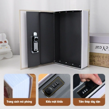 Hộp Đựng Tiền Tiết Kiệm Hình Sách - Két Sắt Ngụy Trang Khóa Số, Kín Đáo Bảo Vệ 3
