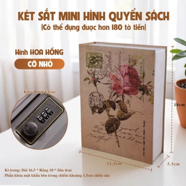 Hộp Đựng Tiền Tiết Kiệm Hình Sách - Két Sắt Ngụy Trang Khóa Số, Kín Đáo Bảo Vệ 9