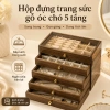 Hộp đựng trang sức gỗ óc chó vân đẹp, nhiều ngăn kéo, dung tích lớn, chống oxy hoá, quà cưới tinh tế - 120k