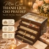 Hộp đựng trang sức gỗ óc chó vân đẹp, nhiều ngăn kéo, dung tích lớn, chống oxy hoá, quà cưới tinh tế - 120k 3