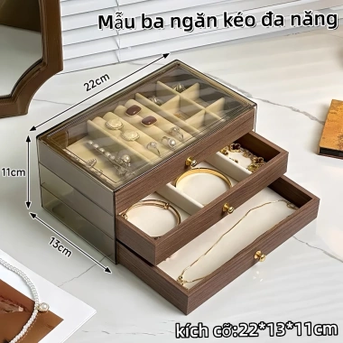 Hộp đựng trang sức gỗ óc chó vân đẹp, nhiều ngăn kéo, dung tích lớn, chống oxy hoá, quà cưới tinh tế - 120k 10