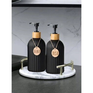 Hộp Đựng Xà Phòng 500ml Sọc Đổ Lại Đen Trắng - Nhà Bếp & Phòng Tắm, Tối Giản, Thân Thiện Môi Trường - 84.480₫