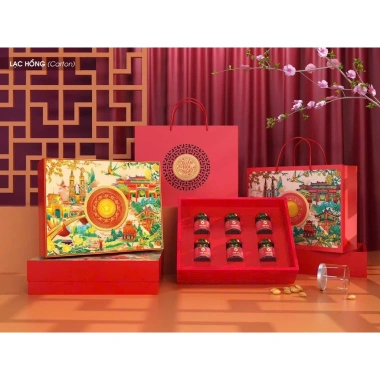 Hộp Đựng Yến Giá Rẻ Hoàng Yến Xuan Van Phuc Hồng Lạc 38x29x10cm Kèm Túi Xách Nắp Âm Dương - 66.500₫