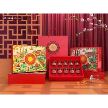 Hộp Đựng Yến Giá Rẻ Hoàng Yến Xuan Van Phuc Hồng Lạc 38x29x10cm Kèm Túi Xách Nắp Âm Dương - 66.500₫