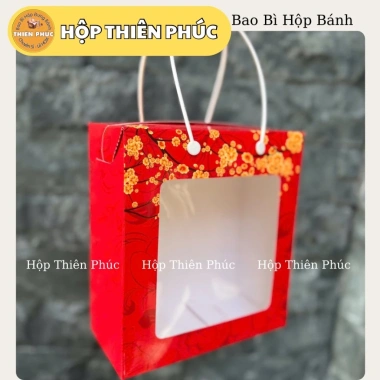 Hộp Én Xuân Đỏ Size M Đựng Quà Tết 1kg Lạp Xưởng + Túi Xách Sang Trọng 130k