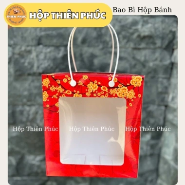 Hộp Én Xuân Đỏ Size M Đựng Quà Tết 1kg Lạp Xưởng + Túi Xách Sang Trọng 130k