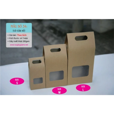 Hộp giấy kraft 25 cái - Đựng quà tặng thực phẩm, bánh kẹo, bột ngũ cốc, túi số 34, thiết kế sang trọng