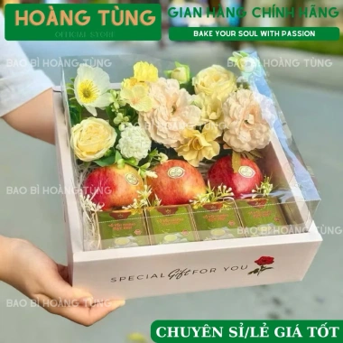 Hộp Giấy Mica Vuông Đựng Hoa Quả - Quà Tặng, Kèm Túi Quai Xách, Giá 35.000 2