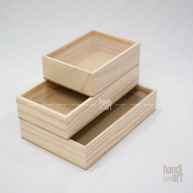 Hộp gỗ chữ nhật nắp kéo mica kính - Đựng quà tặng sang trọng, giá chỉ 125.000đ
