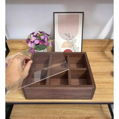 Hộp Gỗ Đựng Mứt Tết 6 Ngăn Tiện Lợi - Khay Bánh Kẹo Gỗ Tự Nhiên Cao Cấp 6