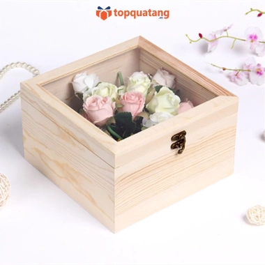 Hộp Gỗ Đựng Quà Nắp Mica Trong Cao Cấp HG10 - Trang Sức, Decor Đẹp, Quà Sinh Nhật Lễ