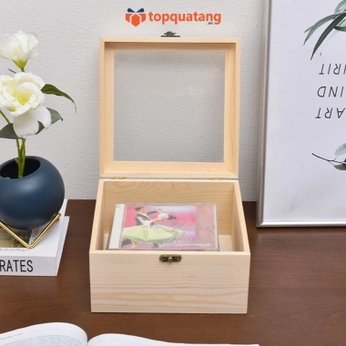 Hộp Gỗ Đựng Quà Nắp Mica Trong Cao Cấp HG10 - Trang Sức, Decor Đẹp, Quà Sinh Nhật Lễ
