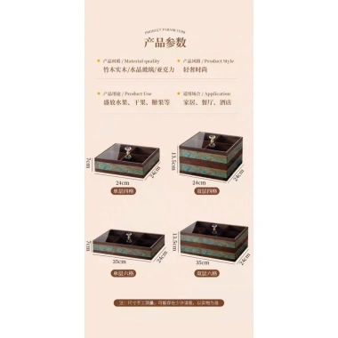 Hộp gỗ phong thủy vuông pha lê 2.026 - Khay bánh hạt, bánh kẹo tết, quà Bính Ngọ, giảm 22%
