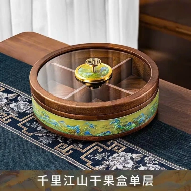 Hộp gỗ phong thủy vuông pha lê 2.026 - Khay bánh hạt, bánh kẹo tết, quà Bính Ngọ, giảm 22%