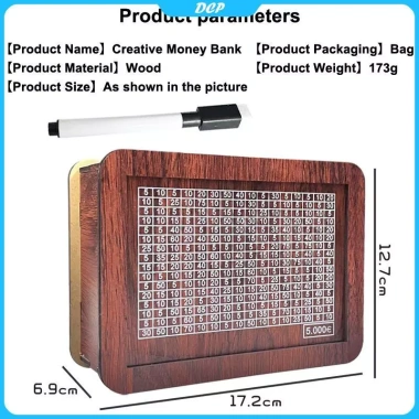 Hộp gỗ tiết kiệm tiền Handmade Piggy Bank tái sử dụng, ngân hàng xu khay VN - Giá 35.800đ