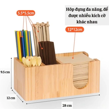 Hộp gỗ tre năng lượng, đựng ống hút, đũa, thìa, giấy cho quán ăn, nhà hàng - Giá ưu đãi 179.000₫ 2
