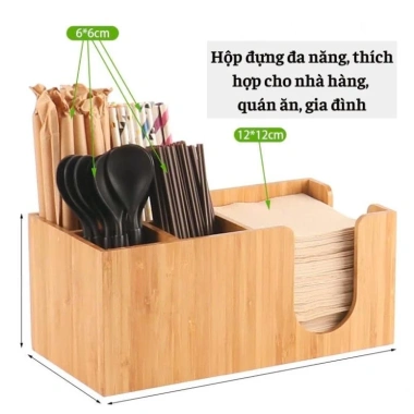 Hộp gỗ tre năng lượng, đựng ống hút, đũa, thìa, giấy cho quán ăn, nhà hàng - Giá ưu đãi 179.000₫ 3